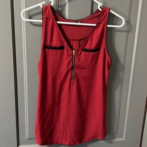 Red Express tank top with zip detail on front
